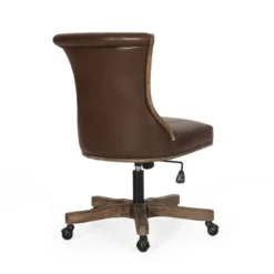 Coulee Contemporary Upholstered Roll Back Swivel Office Chair Dark Brown/Natural - Christopher Knight Home -Furniture Sales Store GUEST c03648fb 16a5 4f47 8051 bb120f237be5