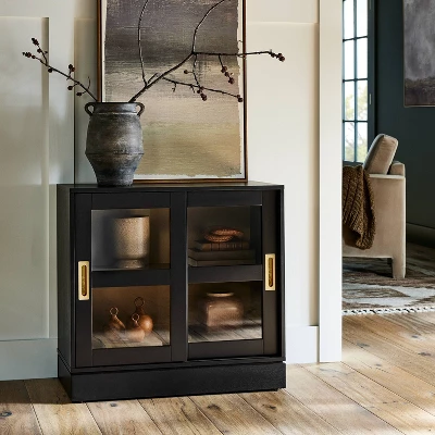 32" Promontory Sliding Glass 2 Door Cabinet - Threshold™ Designed With Studio McGee 3 32" Promontory Sliding Glass 2 Door Cabinet - Threshold™ Designed With Studio McGee