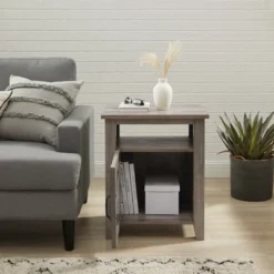 Transitional Classic Windowpane Storage Side Table - Saracina Home -Furniture Sales Store GUEST cbb37e54 c745 4571 a7b5 4aeb205775c7