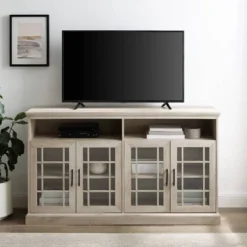 Transitional 4 Door Windowpane TV Stand For TVs Up To 65" - Saracina Home 24 Transitional 4 Door Windowpane TV Stand For TVs Up To 65" - Saracina Home -Furniture Sales Store GUEST d2ba6ce0 bb17 4980 afe4 853846198d6e