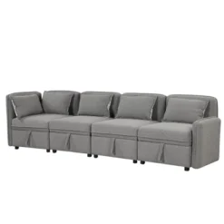 122.8" Minimalist Convertible Modular Sofa, Upholstered Sectional Sofa Couch With 5 Pillows-ModernLuxe 21 122.8" Minimalist Convertible Modular Sofa, Upholstered Sectional Sofa Couch With 5 Pillows-ModernLuxe -Furniture Sales Store GUEST db8c769f 873d 402b bea5 b7a0feead322
