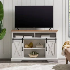 Transitional Sliding Barndoor Highboy TV Stand For TVs Up To 58" - Saracina Home -Furniture Sales Store GUEST dd9ce182 82e2 4e7a a263 00af007d0202