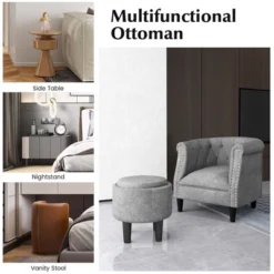 Costway Modern Accent Chair With Ottoman Armchair Barrel Sofa Chair With Footrest Grey 17 Costway Modern Accent Chair With Ottoman Armchair Barrel Sofa Chair With Footrest Grey -Furniture Sales Store GUEST e550a4be bd7d 4b7e b8b2 9df68e88dc9b