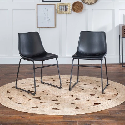 Set Of 2 Laslo Modern Upholstered Faux Leather Dining Chairs - Saracina Home 9 Set Of 2 Laslo Modern Upholstered Faux Leather Dining Chairs - Saracina Home - Image 7