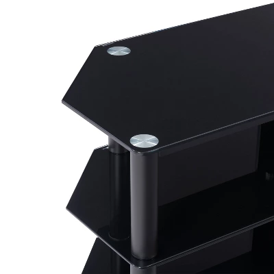 Travers Open Shelves TV Stand For TVs Up To 82" Black - CorLiving 4 Travers Open Shelves TV Stand For TVs Up To 82" Black - CorLiving - Image 2