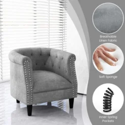 Costway Modern Accent Chair With Ottoman Armchair Barrel Sofa Chair With Footrest Grey 16 Costway Modern Accent Chair With Ottoman Armchair Barrel Sofa Chair With Footrest Grey -Furniture Sales Store GUEST fe363bf6 0f13 4b84 809e 32e0eedb3386