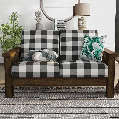 Jovie Gingham Rustic Loveseat - HOMES: Inside + Out 3 Jovie Gingham Rustic Loveseat - HOMES: Inside + Out