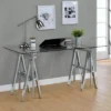 Statham Glass Top Adjustable Sawhorse Standing Desk Chrome - Coaster 1 Statham Glass Top Adjustable Sawhorse Standing Desk Chrome - Coaster -Furniture Sales Store GUEST ffcf41f8 43fd 4643 b499 dd5d0d211d8f